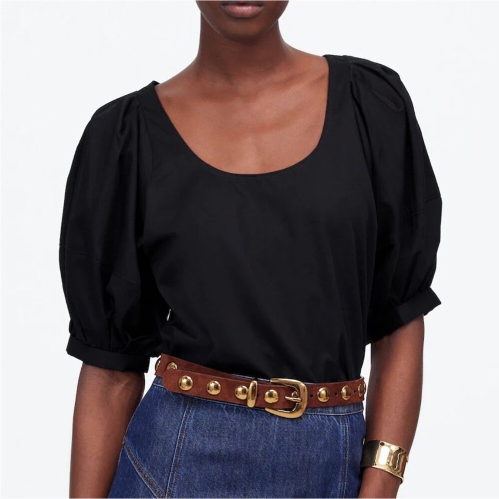 NWT Madewell Relaxed Scoopneck Short-Sleeve Top Black Size S